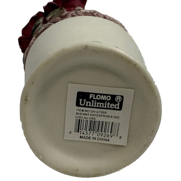 Flomo Ceramic Bud Vase 5.5" Raised Rose Floral Gold Trim Vintage Accent - Picture 6 of 6